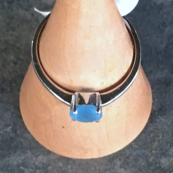 Natural Aquamarine Ring Round .925 Sterling Silver Genuine Untreated Gemstone - Picture 16 of 16